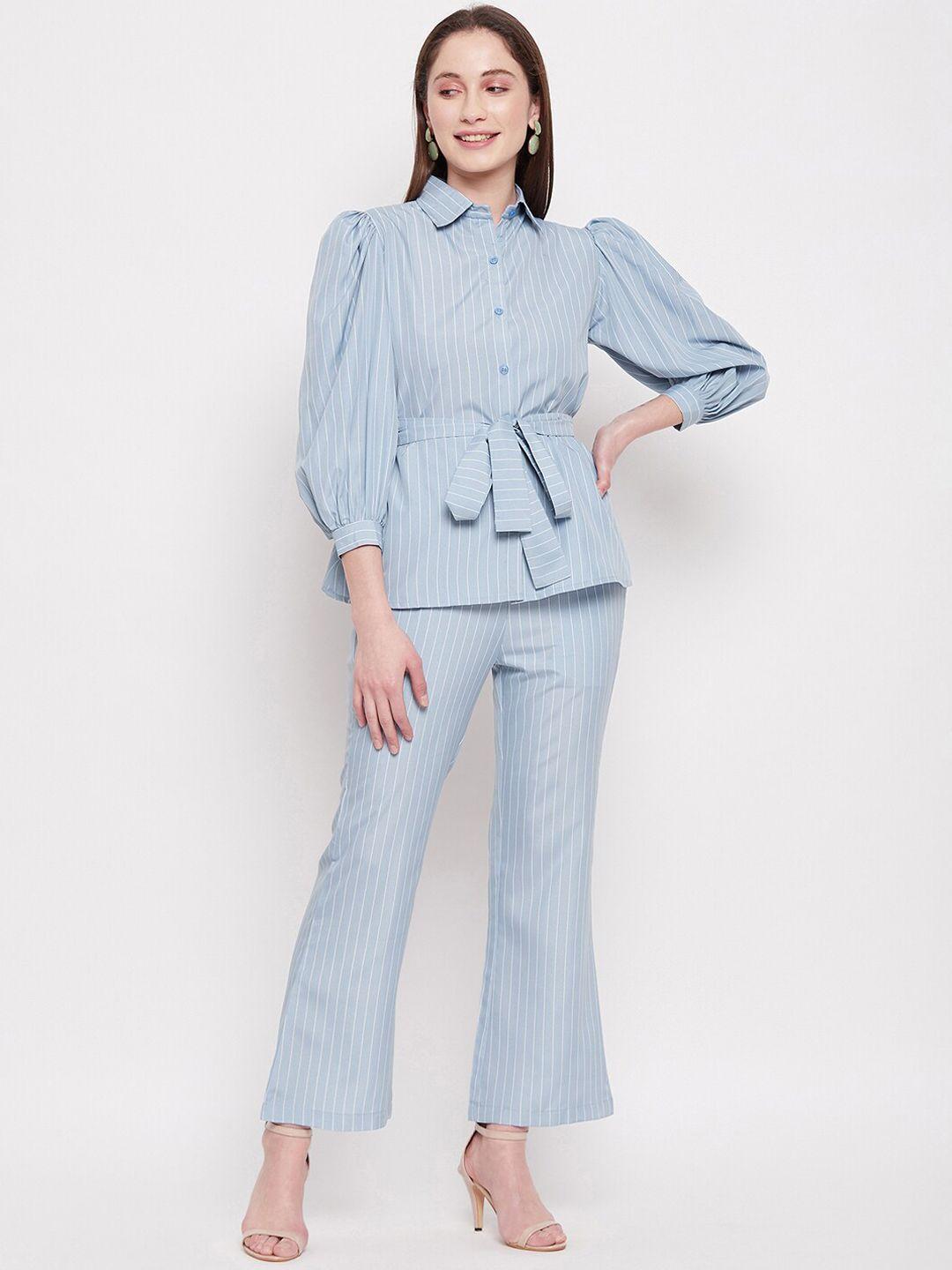 fashfun women striped shirt with trouser co-ord set