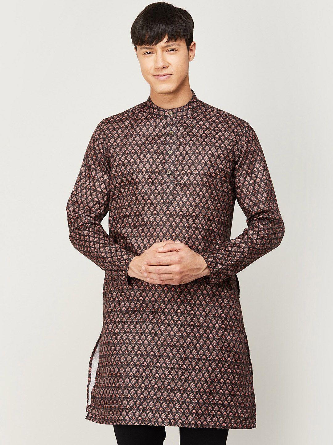 melange by lifestyle men ethnic motifs printed cotton kurta