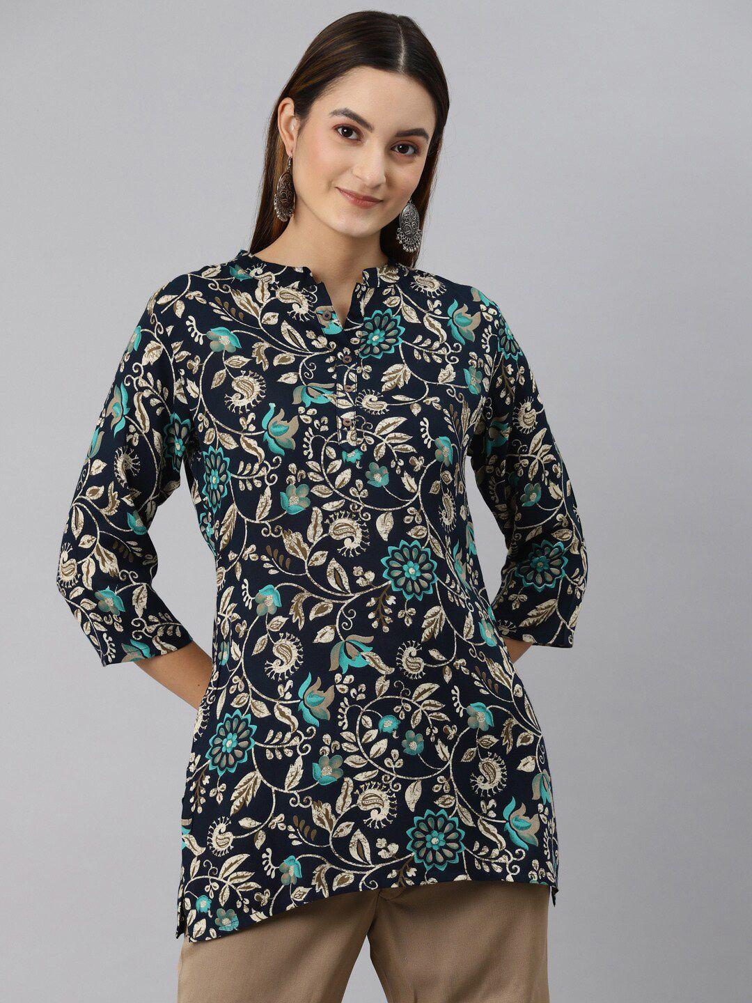 malhaar printed band collar top