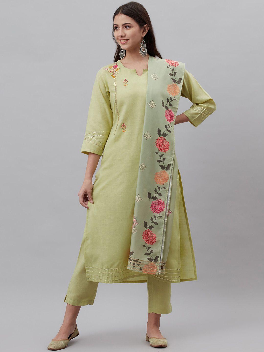 kalini women embroidered gotta patti kurta with trousers & dupatta