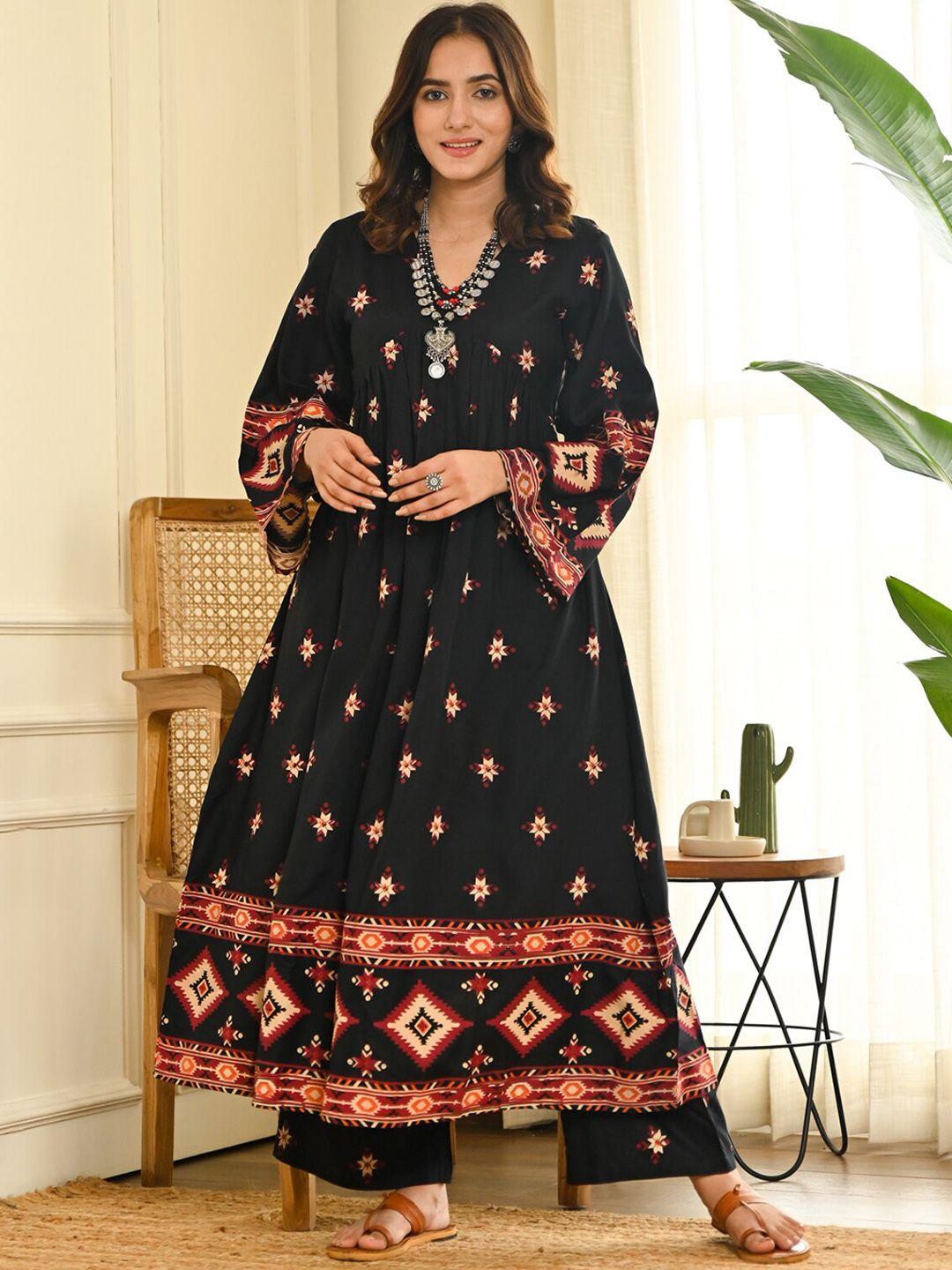 rustorange women printed kurta with palazzos