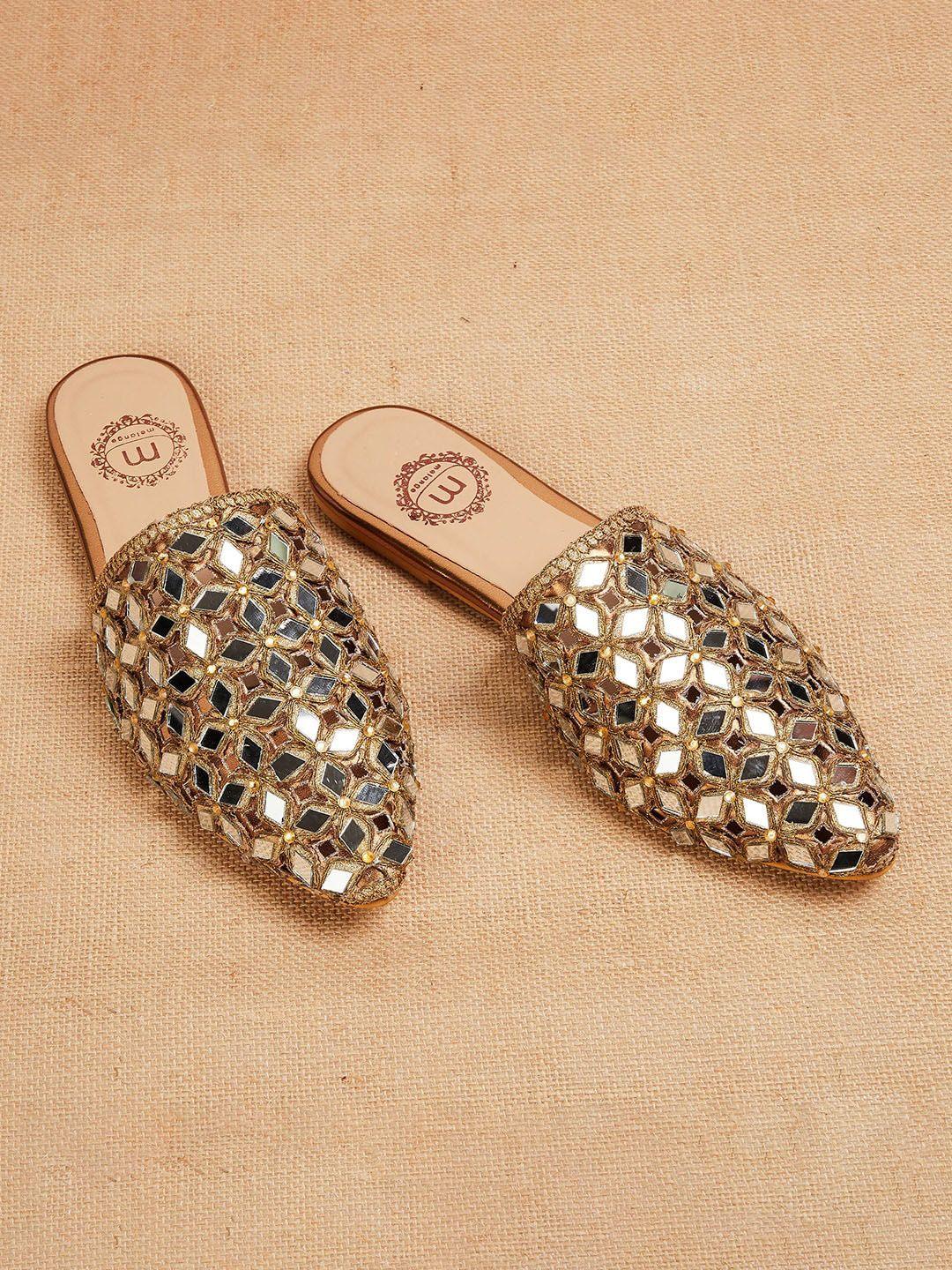 melange by lifestyle women textured ethnic mojaris flats