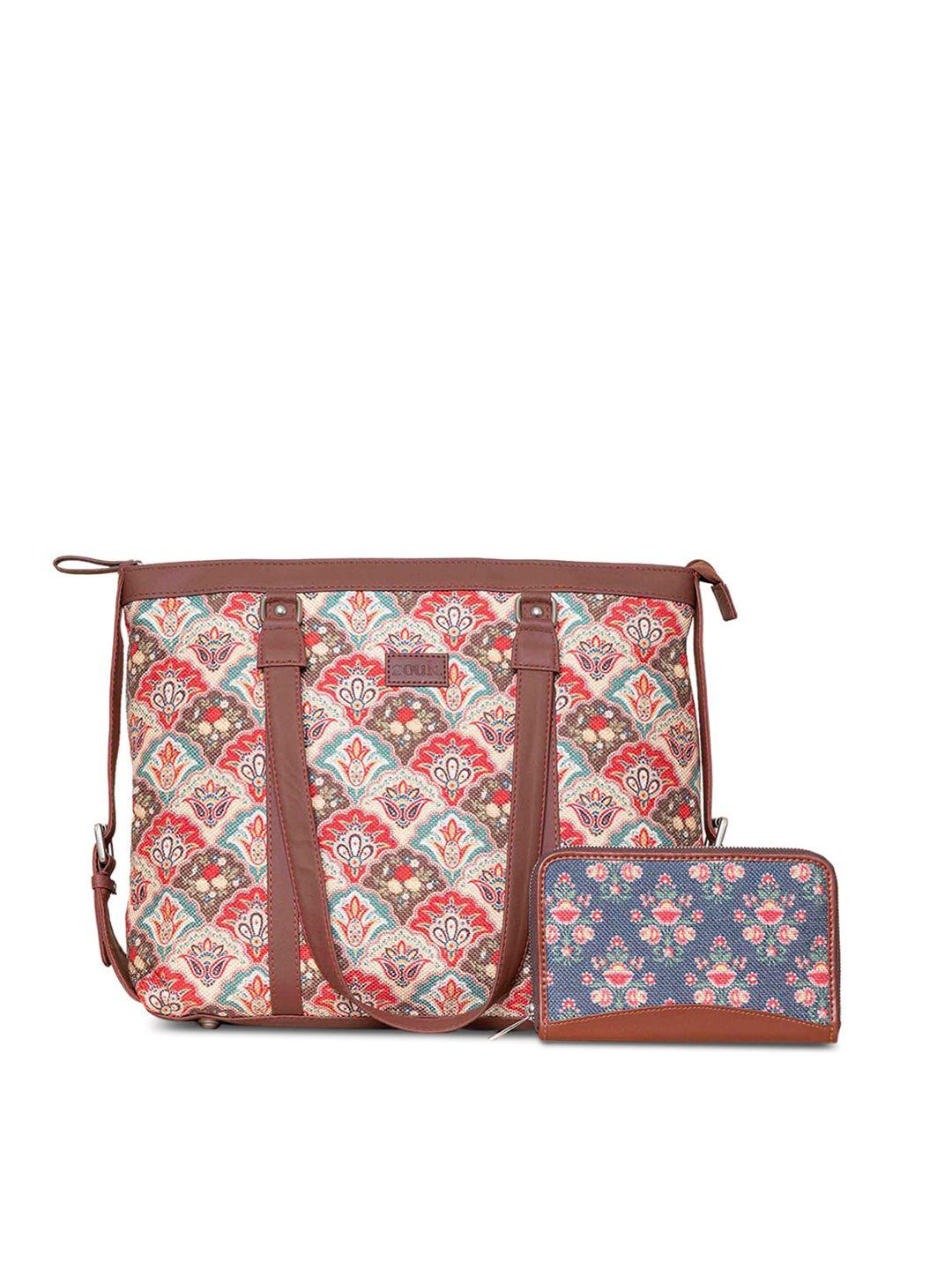 zouk printed structured sling bag with cut work