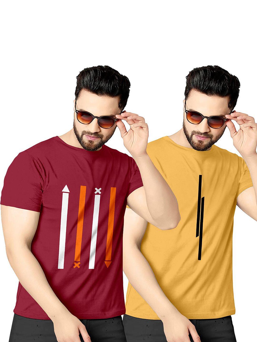 kajaru men pack of 2 printed t-shirt