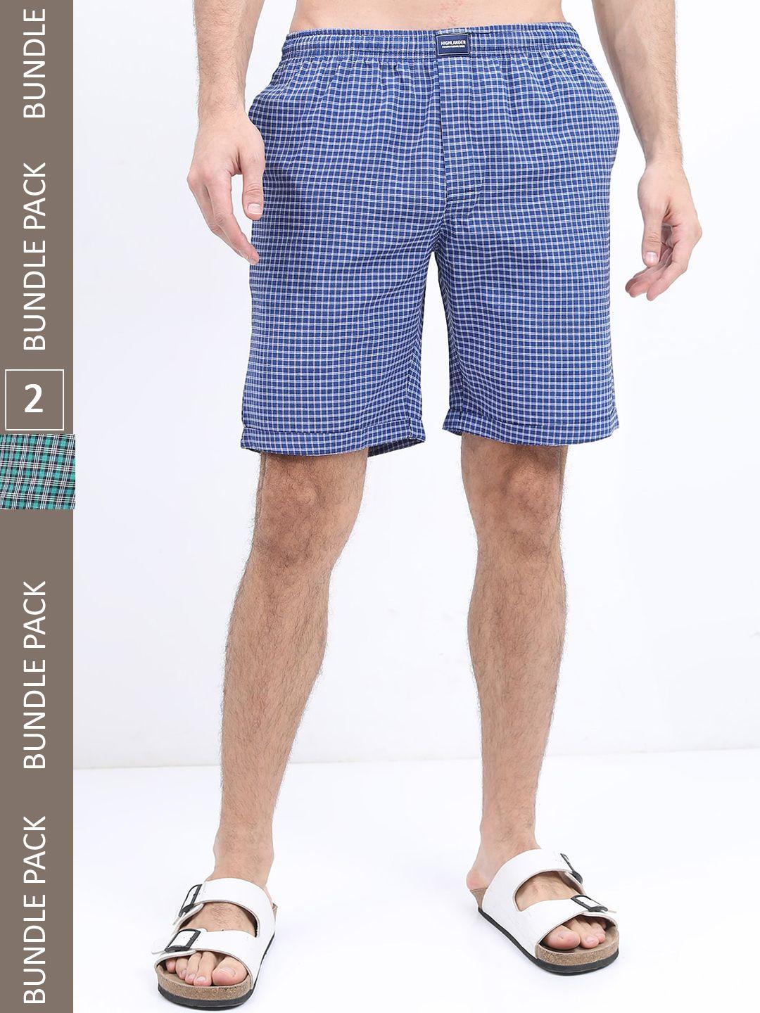 highlander men pack of 2 checked shorts