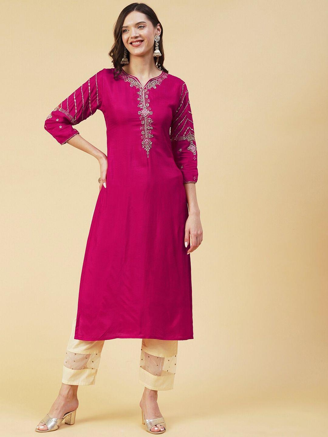 fashor women floral embroidered thread work kurta