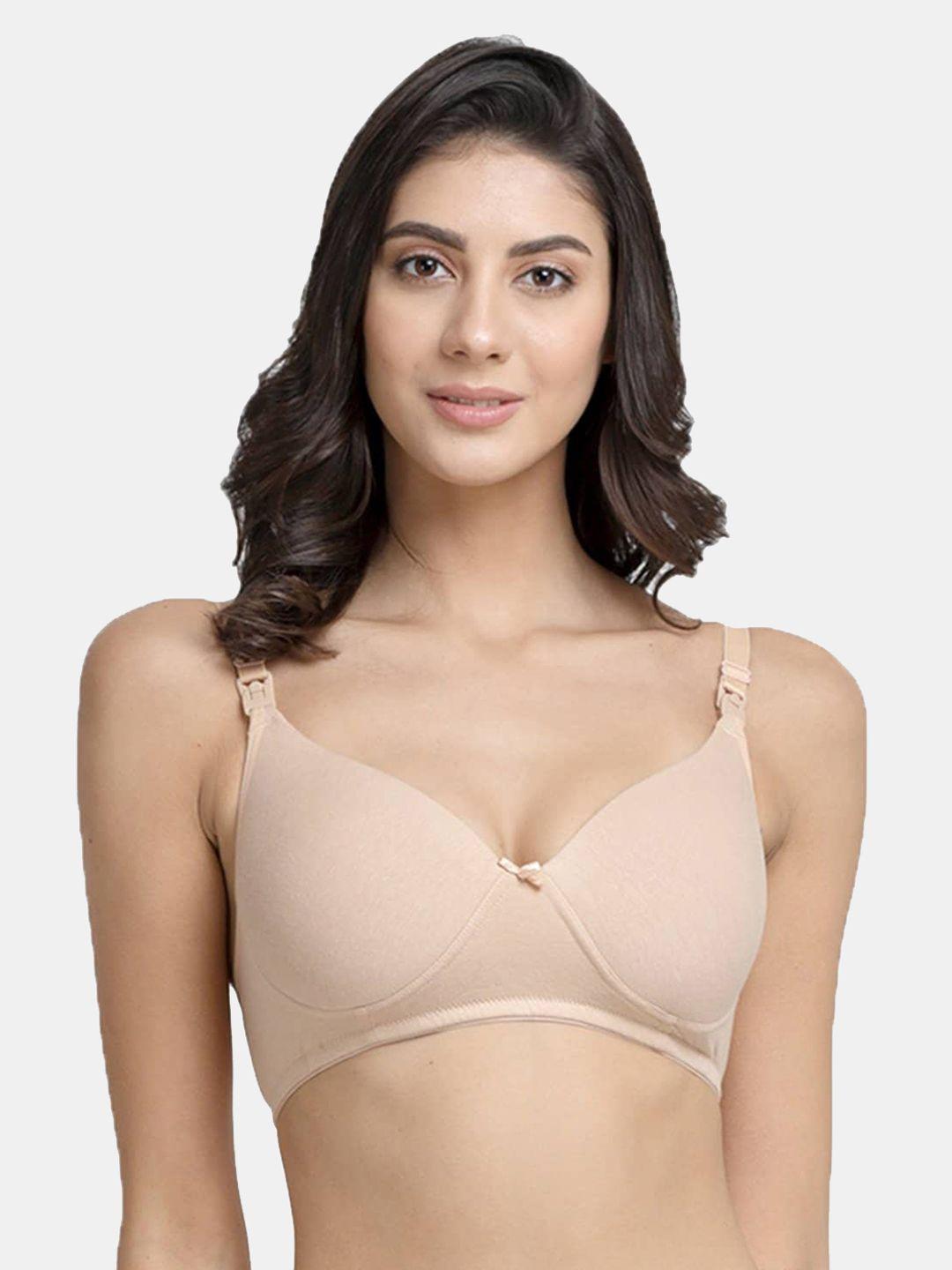 inner sense organic cotton antimicrobial padded non-wired feeding sustainable bra (beige) imb009b-38b