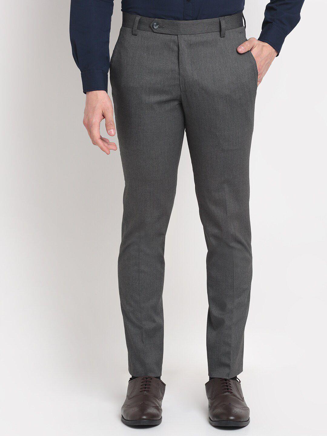 ennoble men smart tapered fit easy wash formal trousers