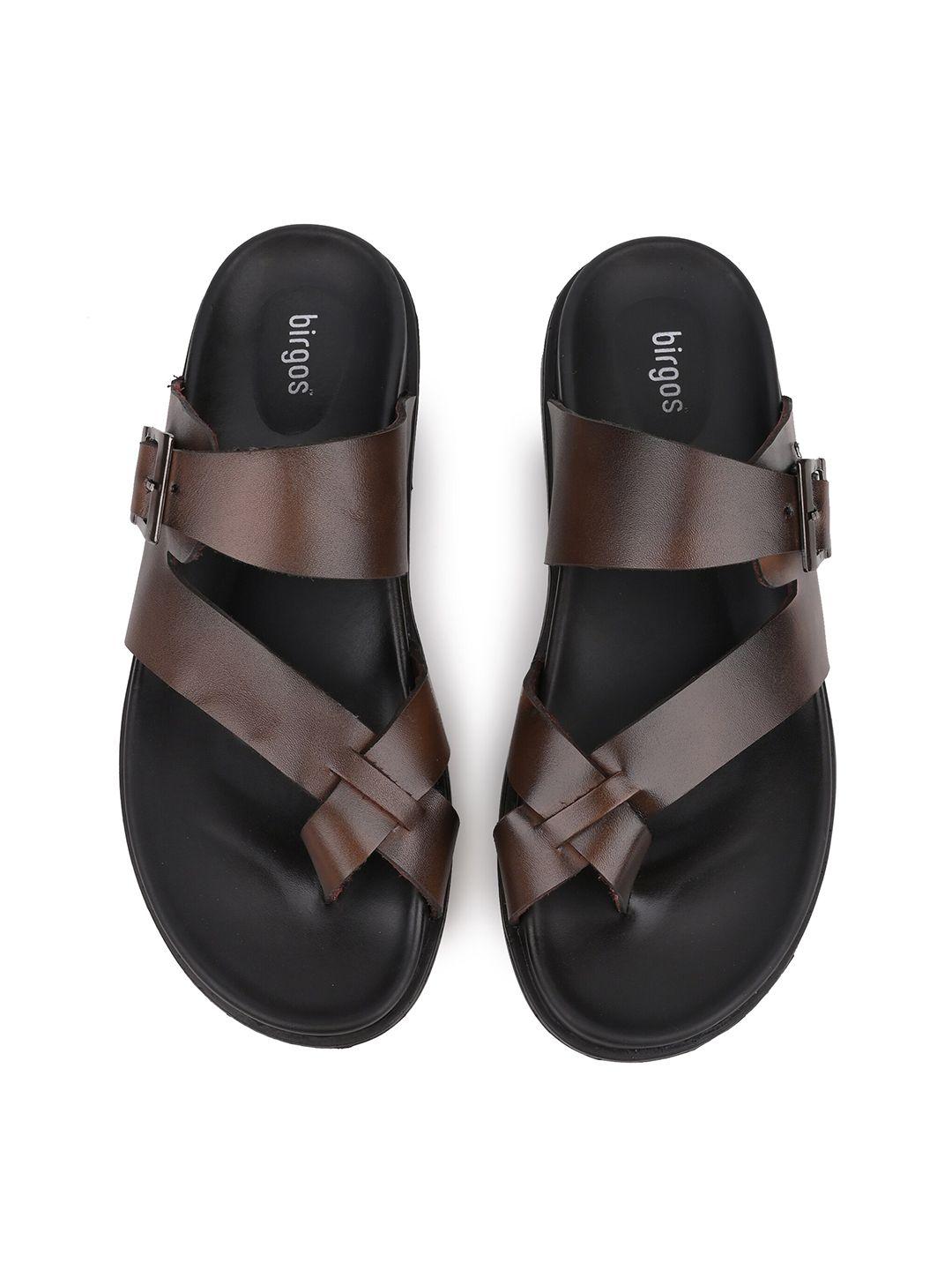 birgos men leather buckle comfort sandals