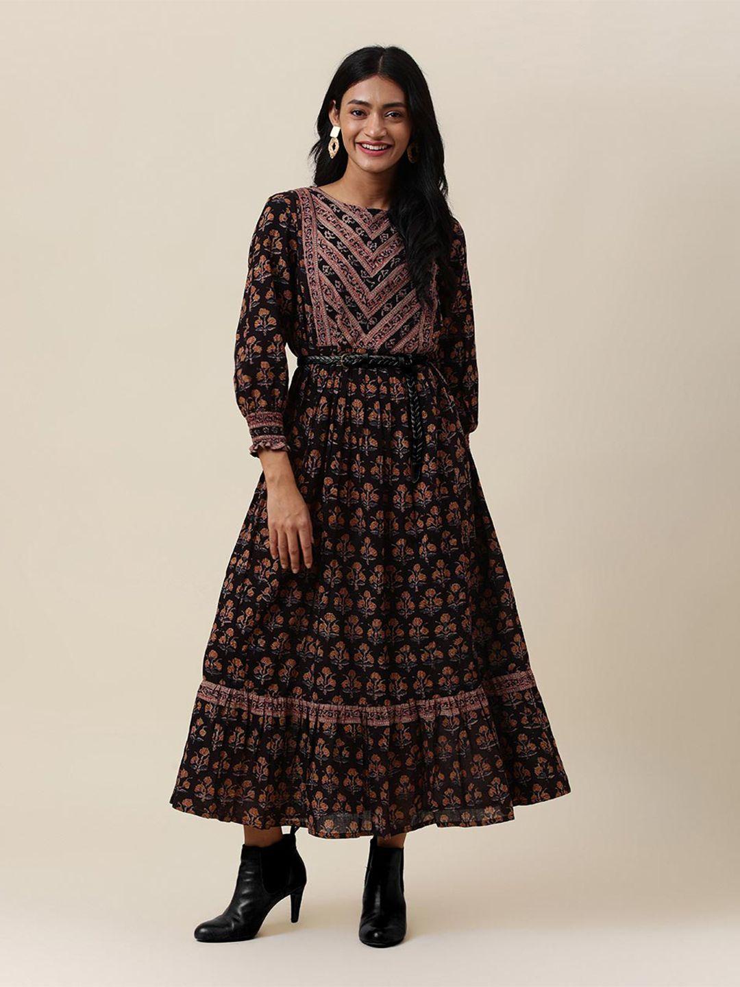 fabindia plus size floral midi cotton dress