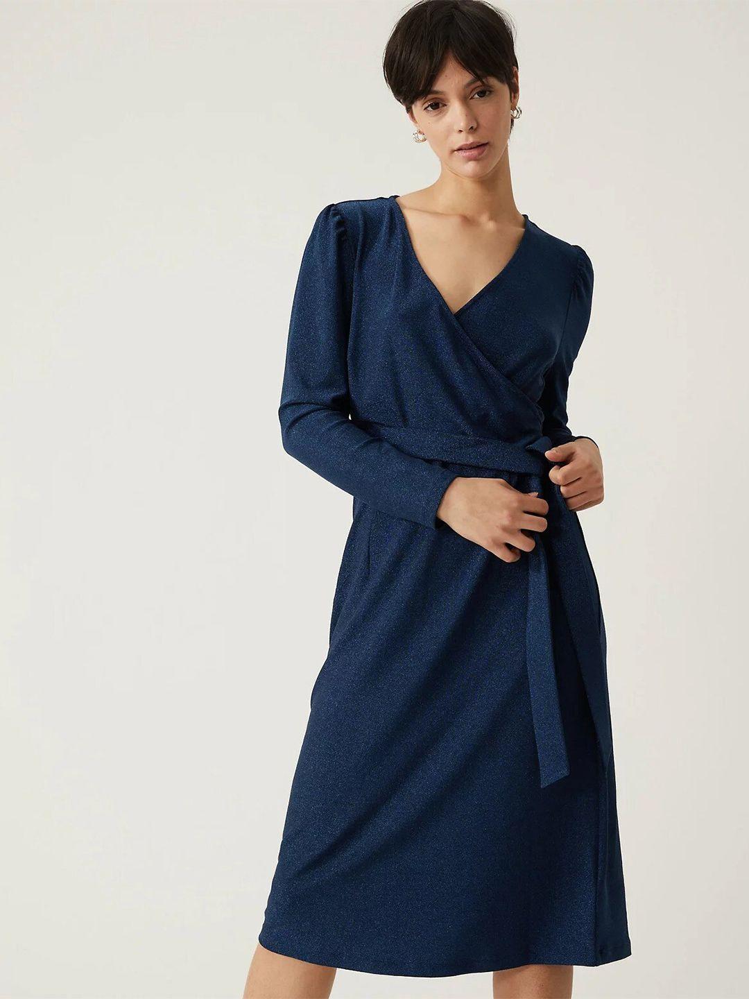 marks & spencer v-neck midi wrap dress