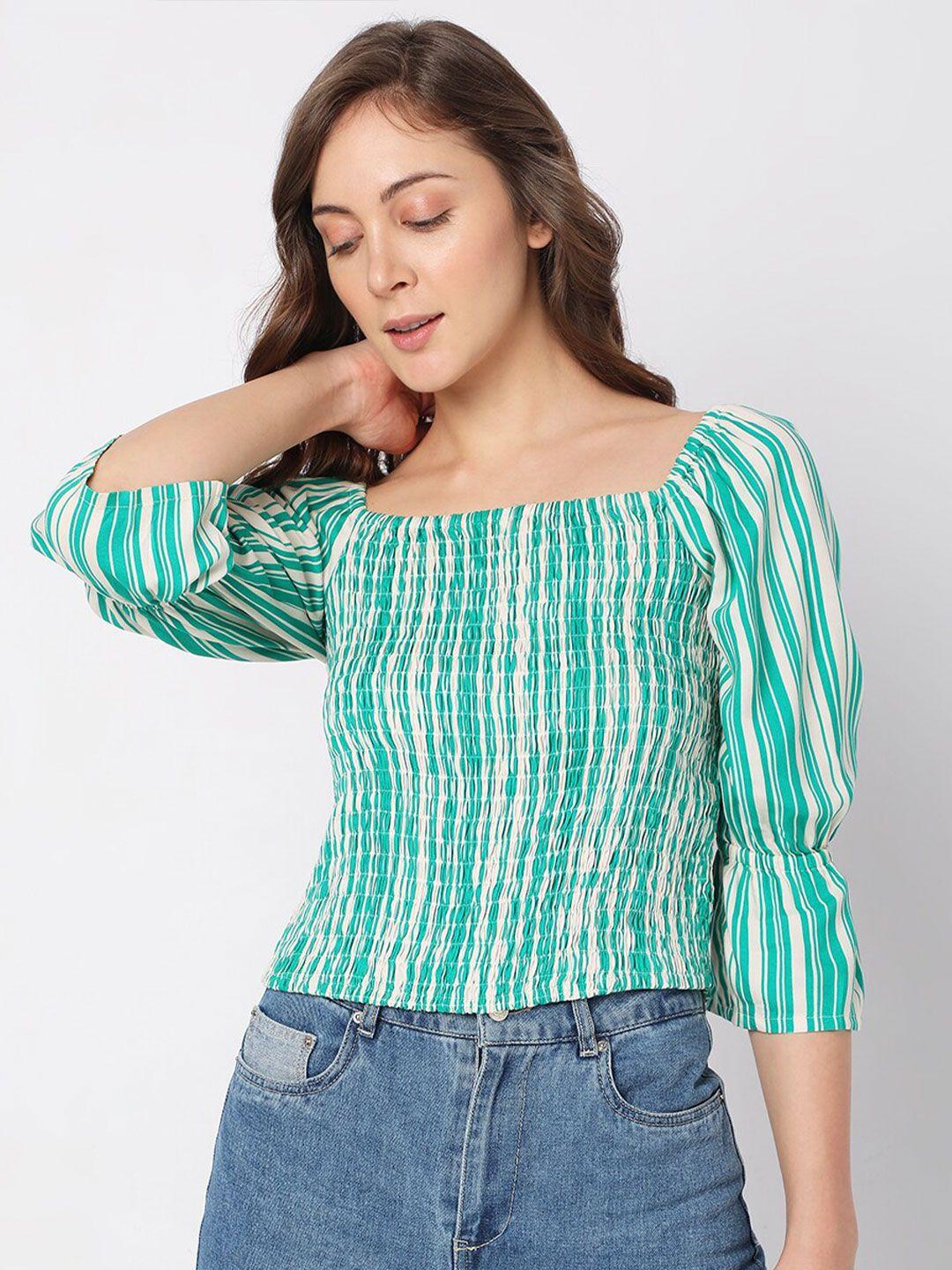 vero moda printed striped bardot top