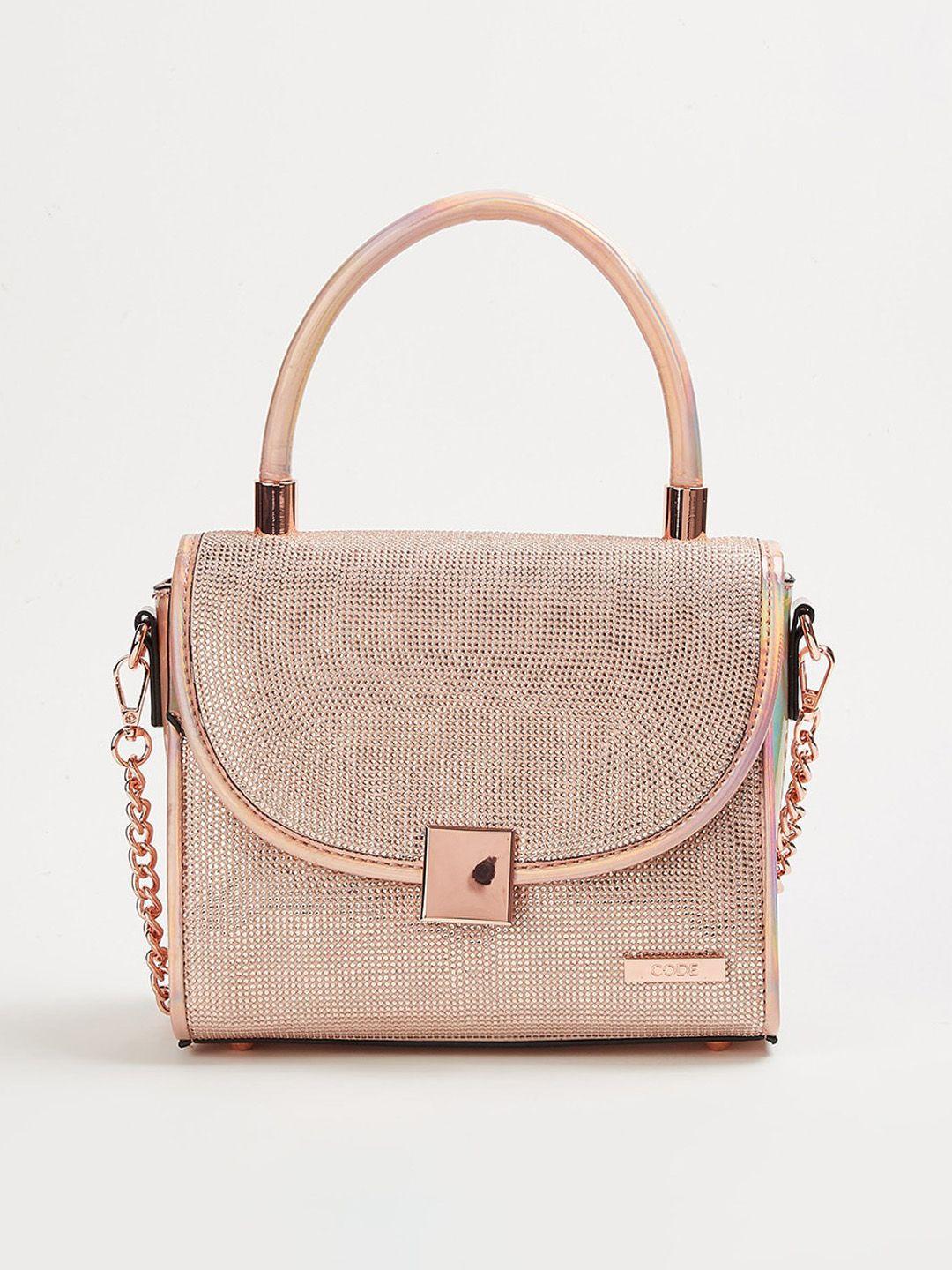 code by lifestyle textured structured satchel