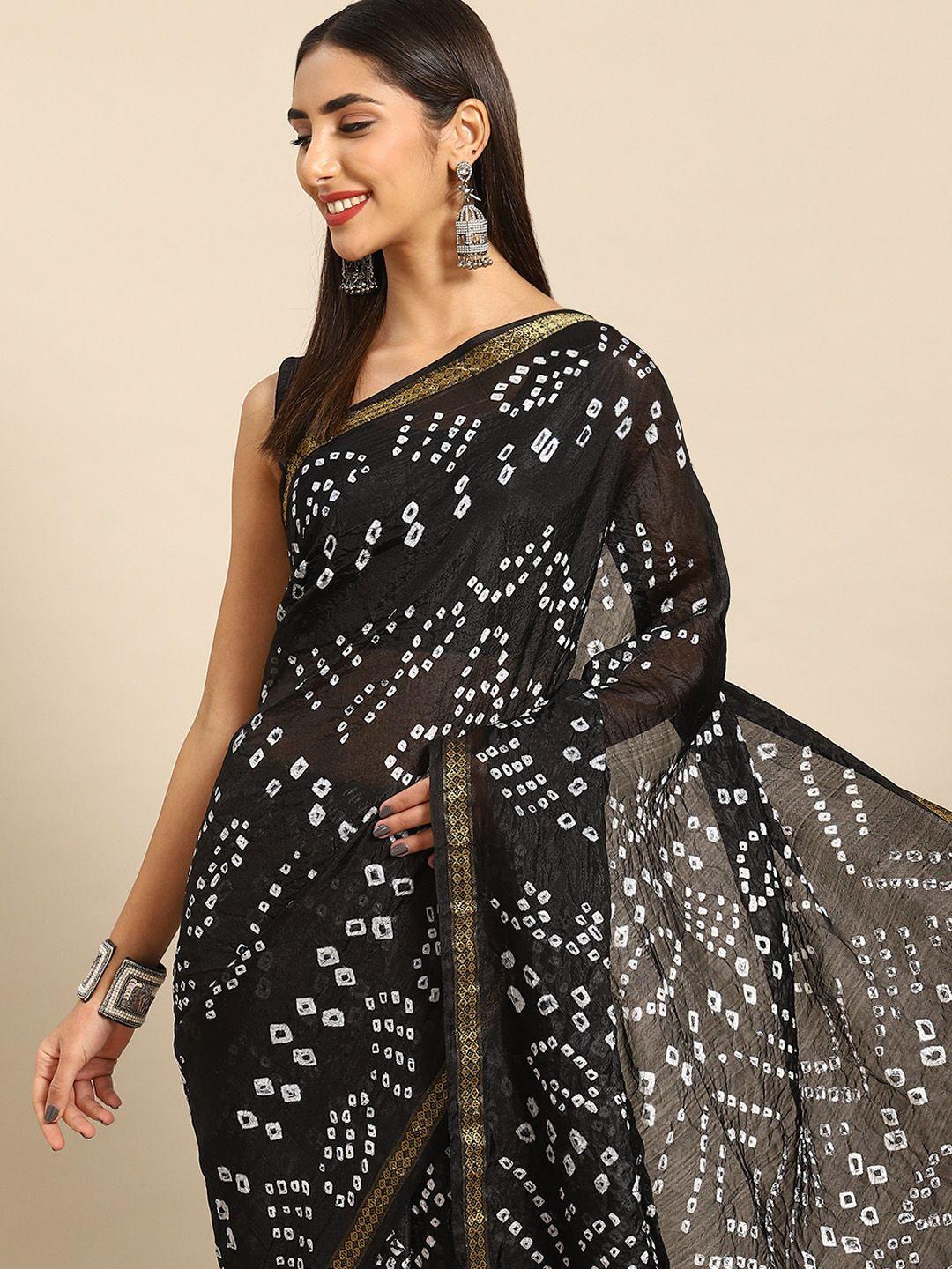 anouk zari art silk bandhani saree