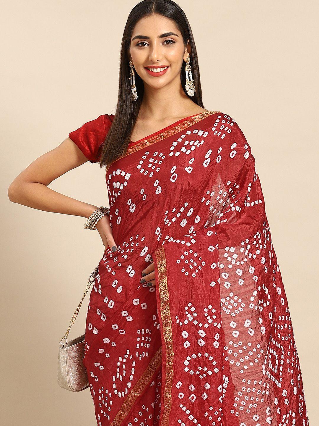 anouk bandhani zari art silk bandhani saree