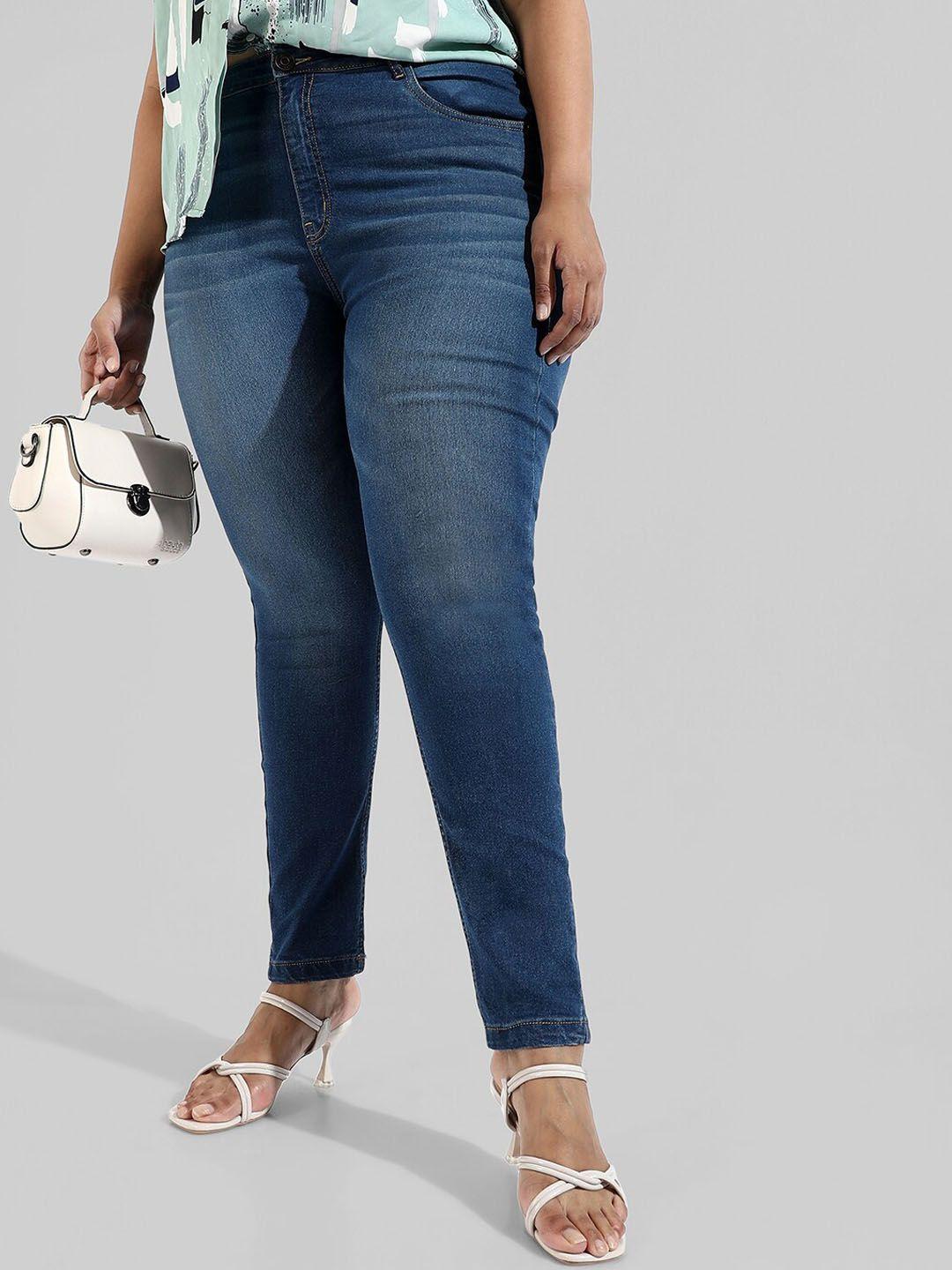 instafab plus women plus size jean skinny fit light fade stretchable cotton jeans