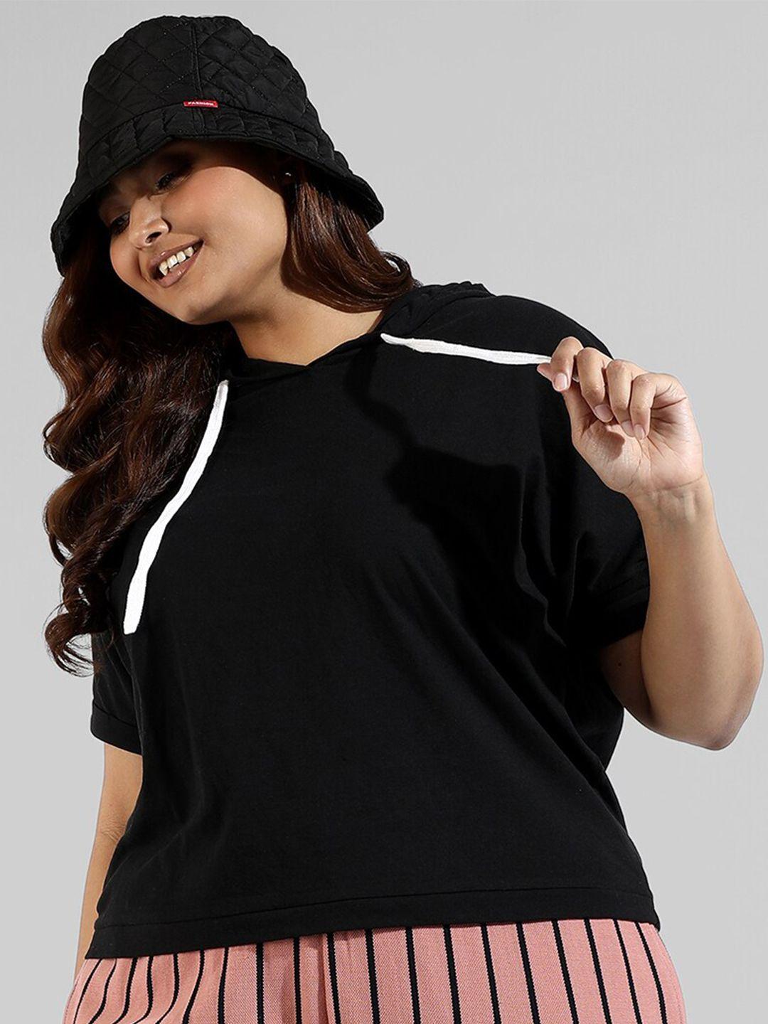 instafab plus plus size hooded cotton top