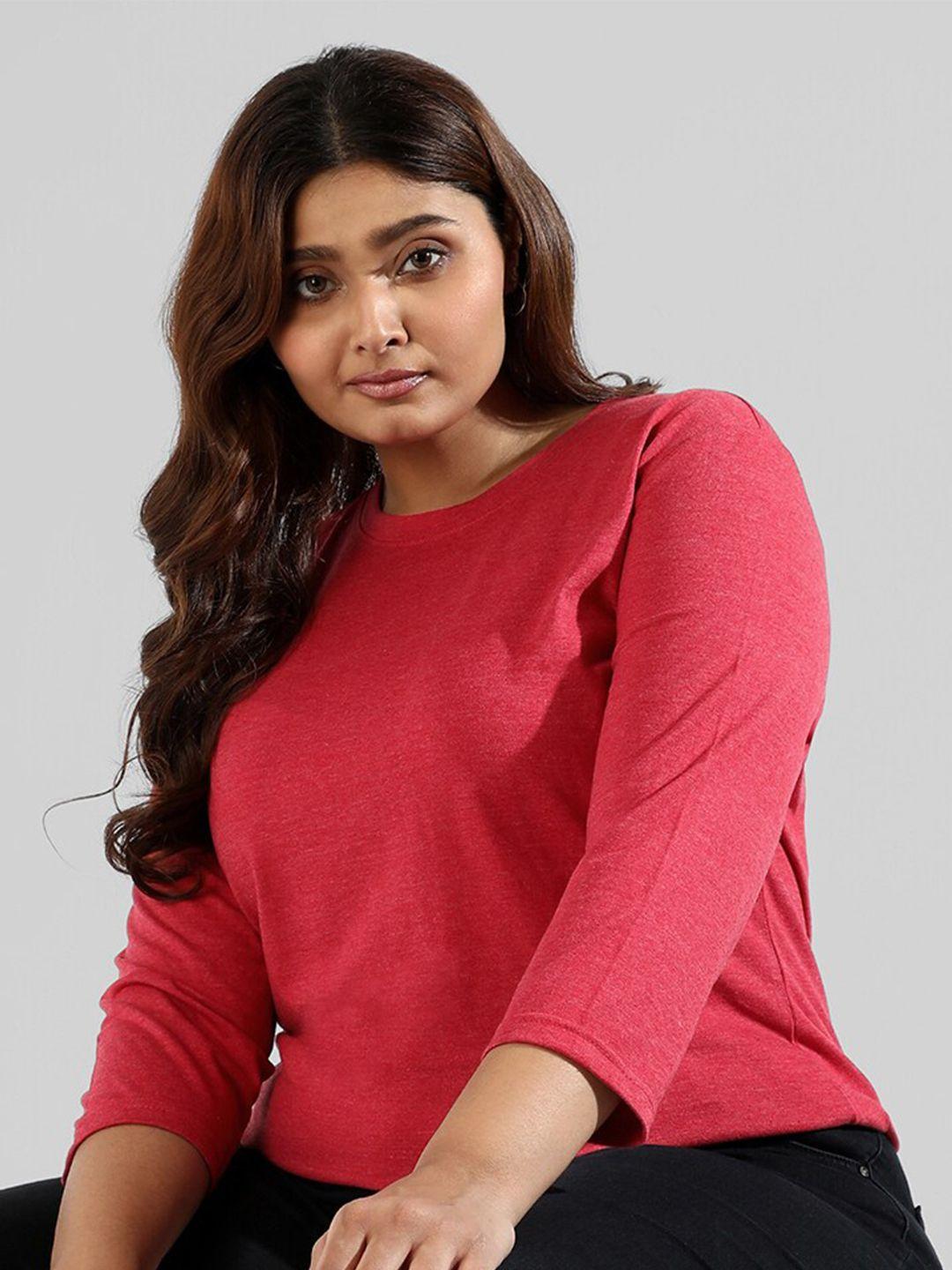 instafab plus women plus size round neck cotton regular top