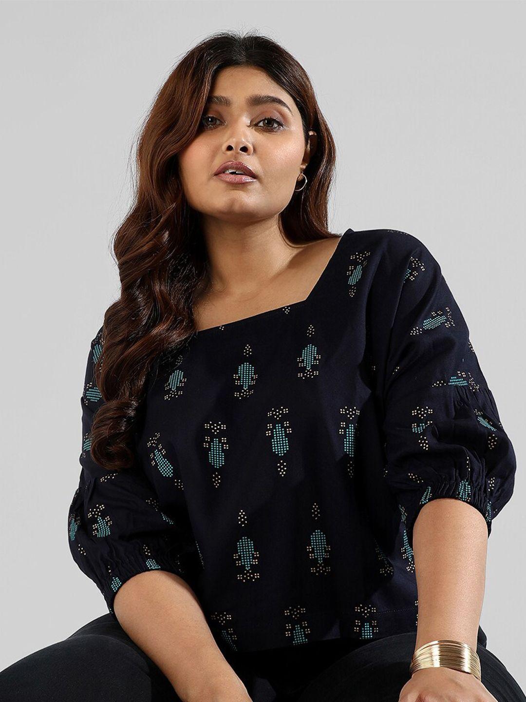 instafab plus plus size  printed cotton top