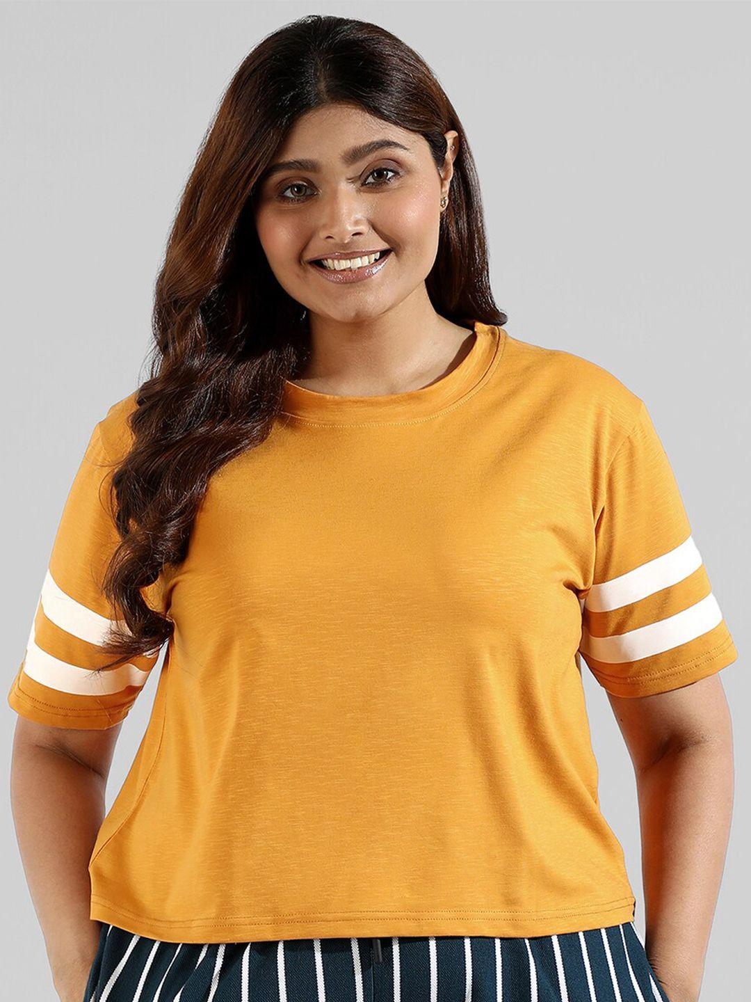 instafab plus women plus size round neck cotton top