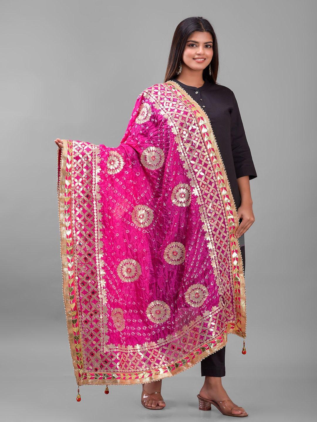 apratim  printed art silk bandhani dupatta with gotta patti