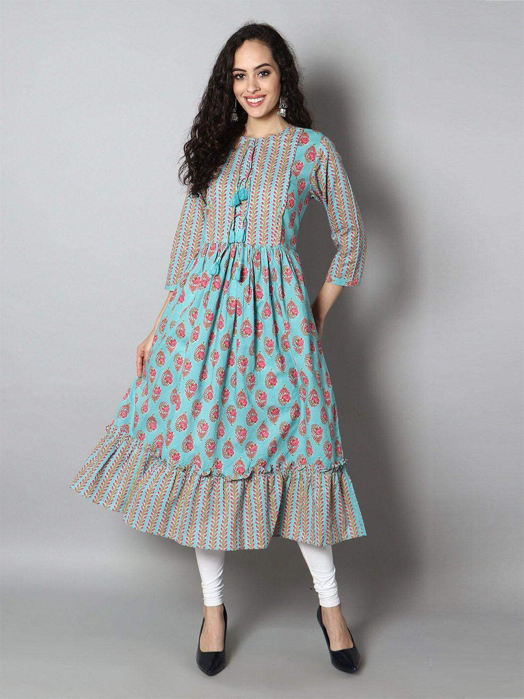 see designs women floral printed anarkali cotton kurta