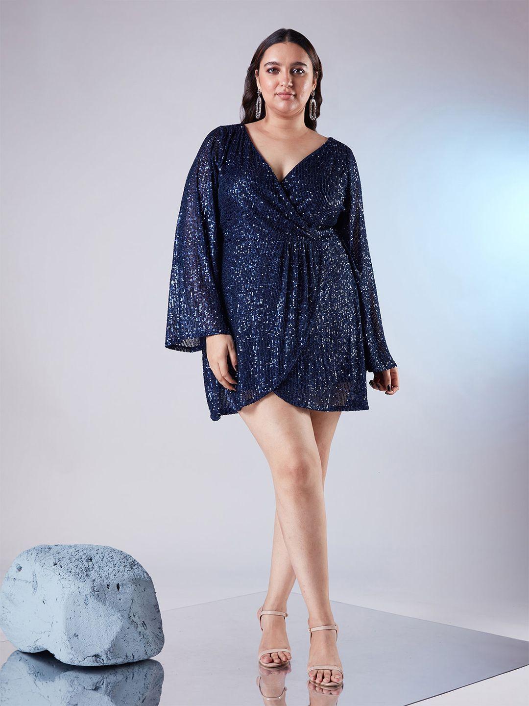 20dresses plus size sequined embellished wrap dress