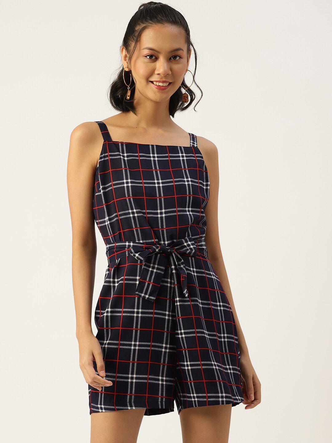 sirikit printed checked jumpsuit