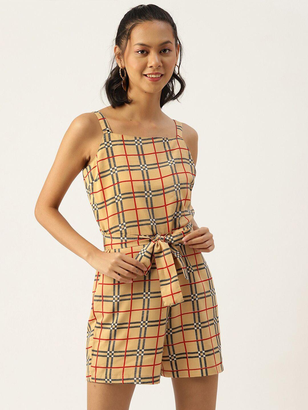 sirikit checked waist tie- up jumpsuit