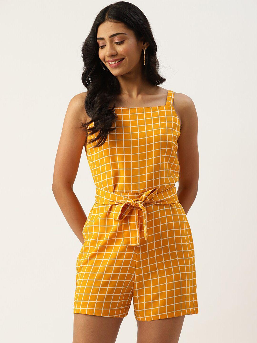 sirikit checked waist tie-up jumpsuit