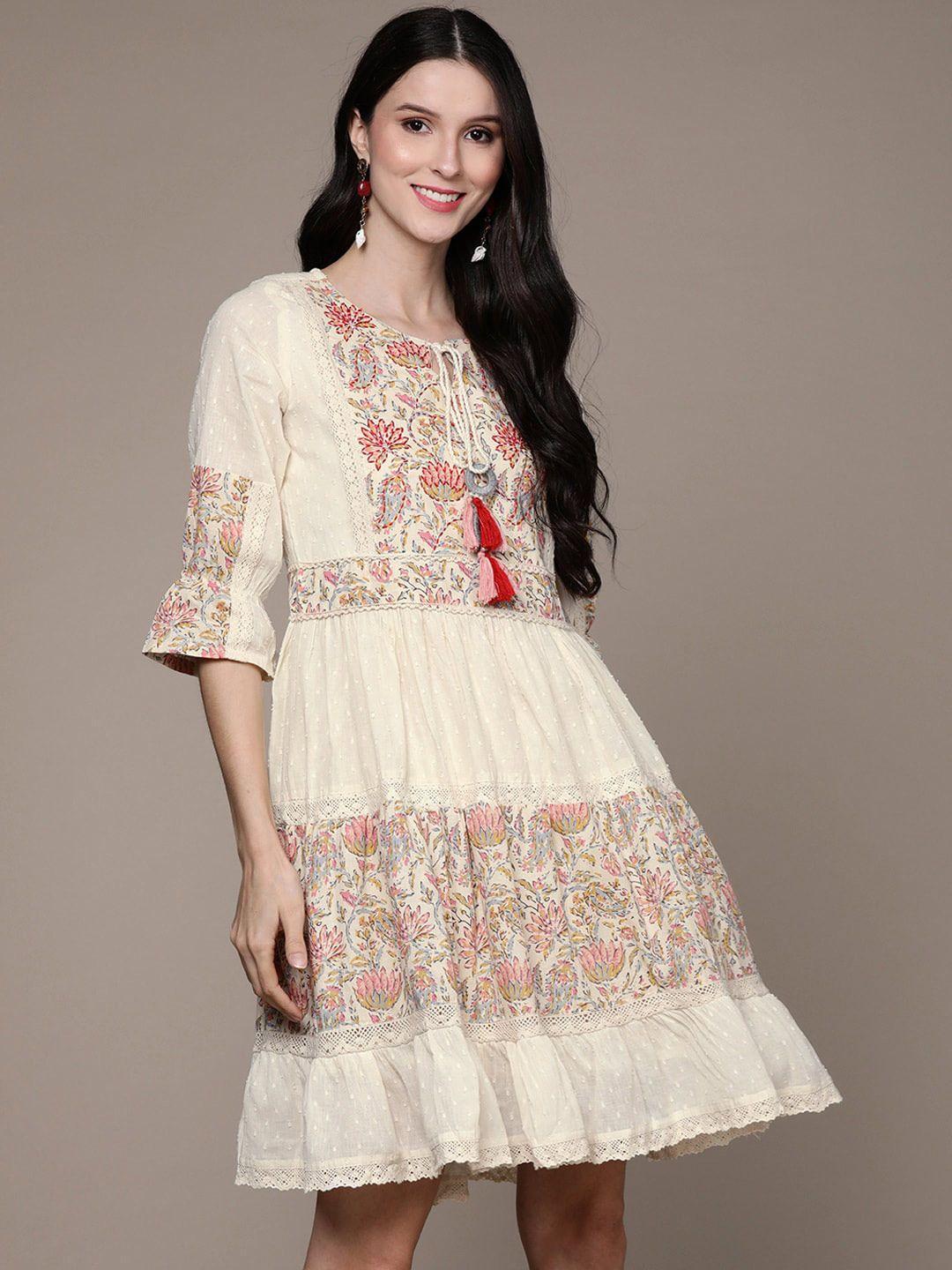 ishin floral keyhole neck dress