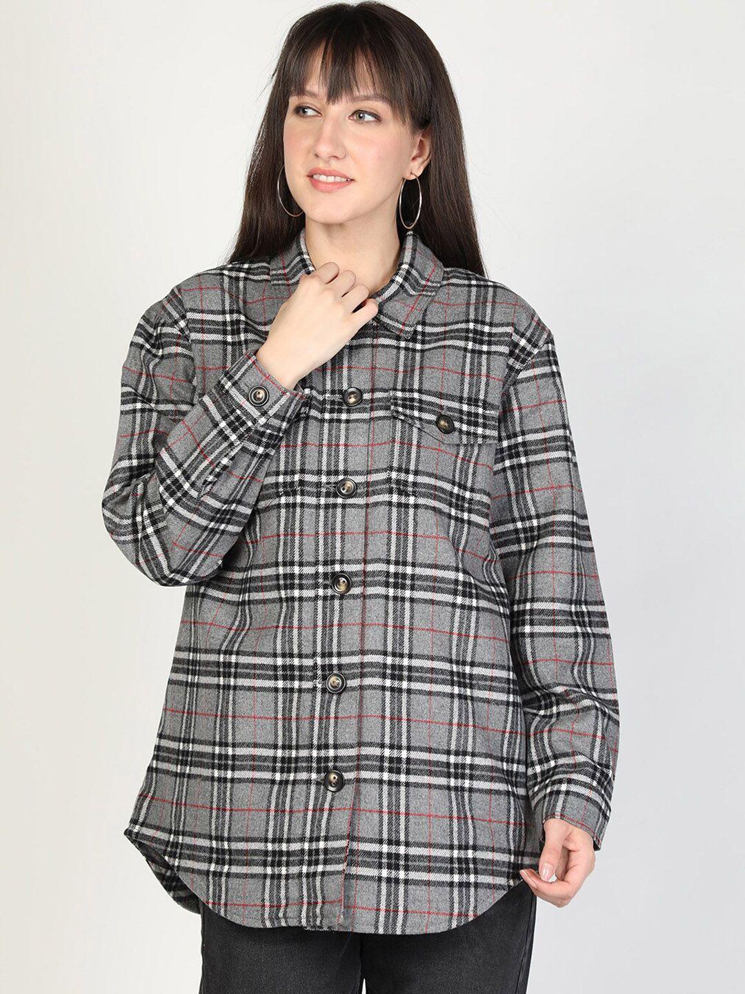 honnete women checked acrylic shacket