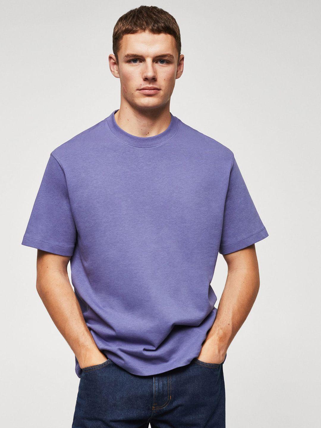 mango man drop-shoulder sleeves pure cotton t-shirt