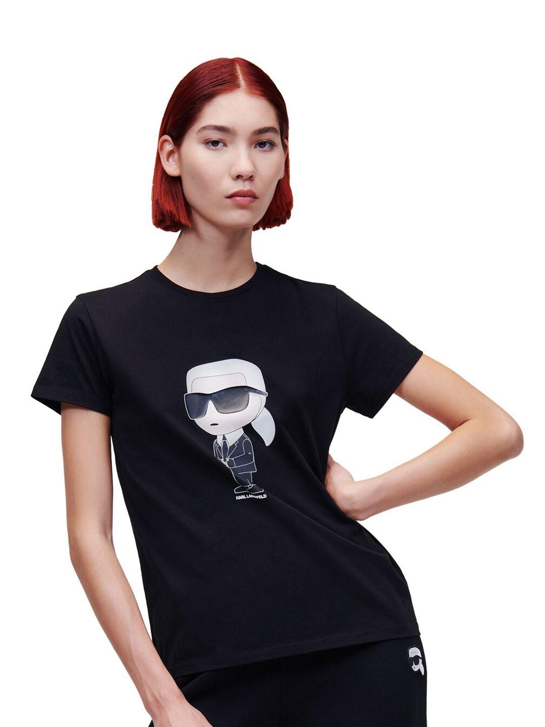 karl lagerfeld women printed organic cotton t-shirt