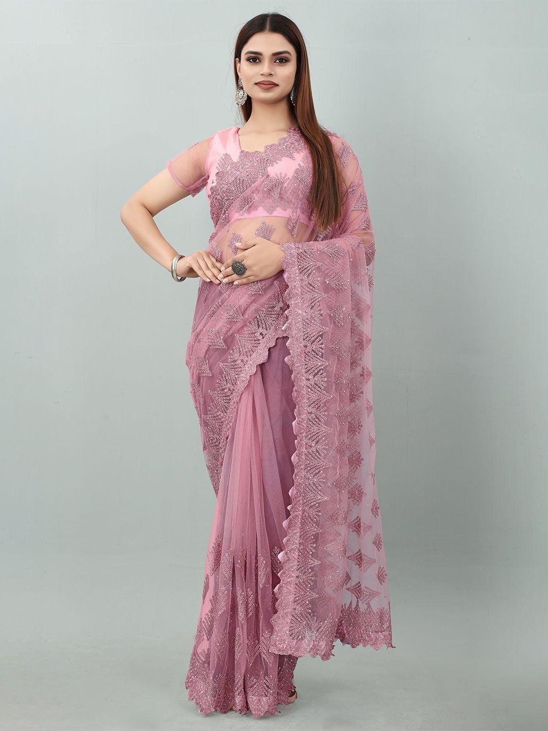 jsitaliya floral embroidered net saree