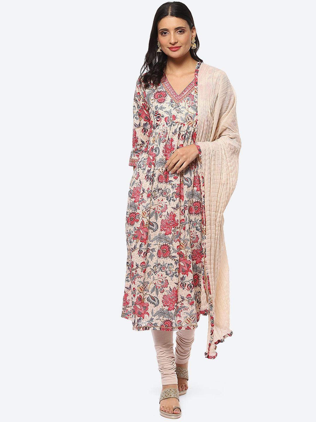 biba women floral printed kurta set with dupatta