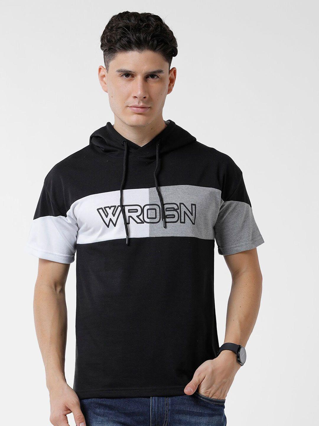 wrogn men colourblocked slim fit cotton t-shirt