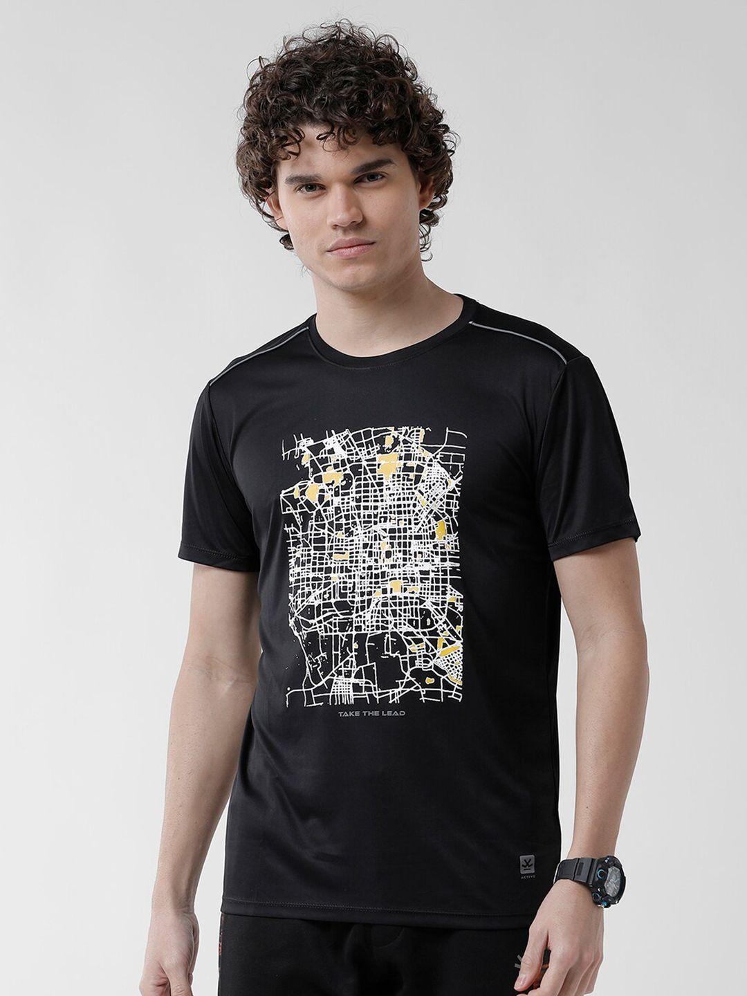 wrogn men abstract printed slim fit t-shirt