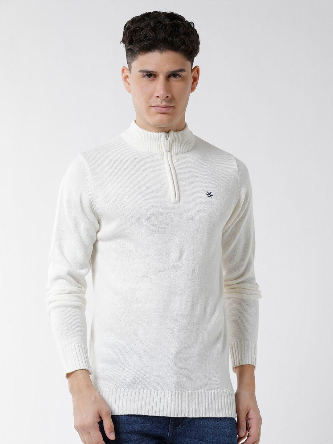 wrogn men cotton pullover with zip detail