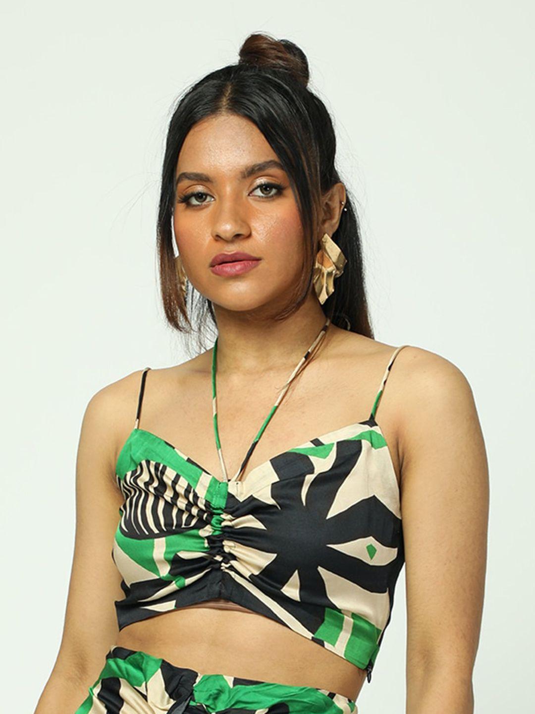 missy printed sleveeless crop top