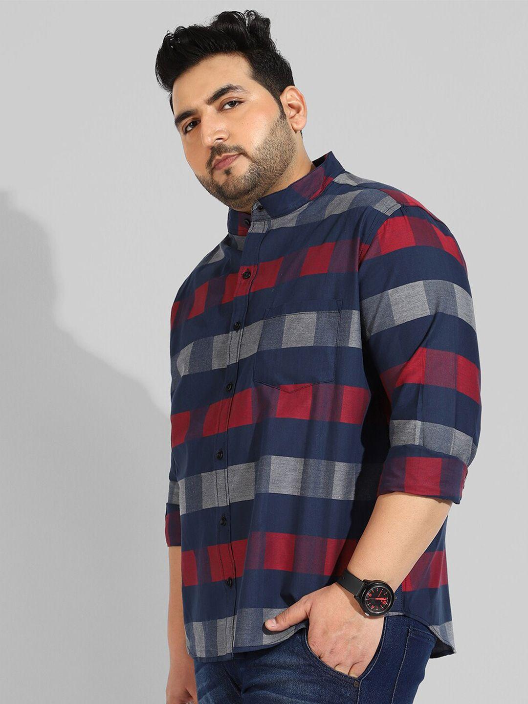 instafab plus size men printed casual cotton shirt