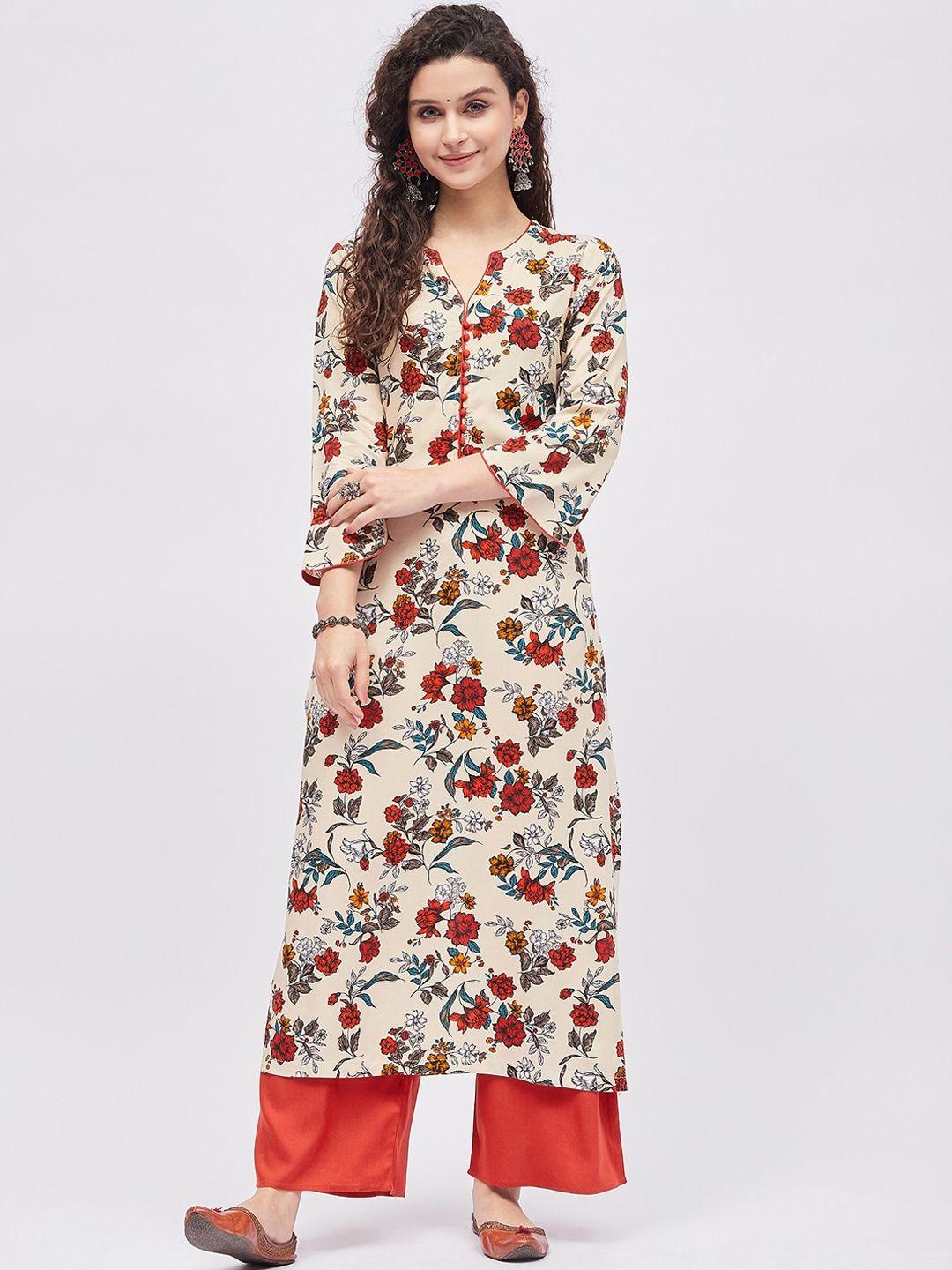 tissu women floral printed kurta with palazzos