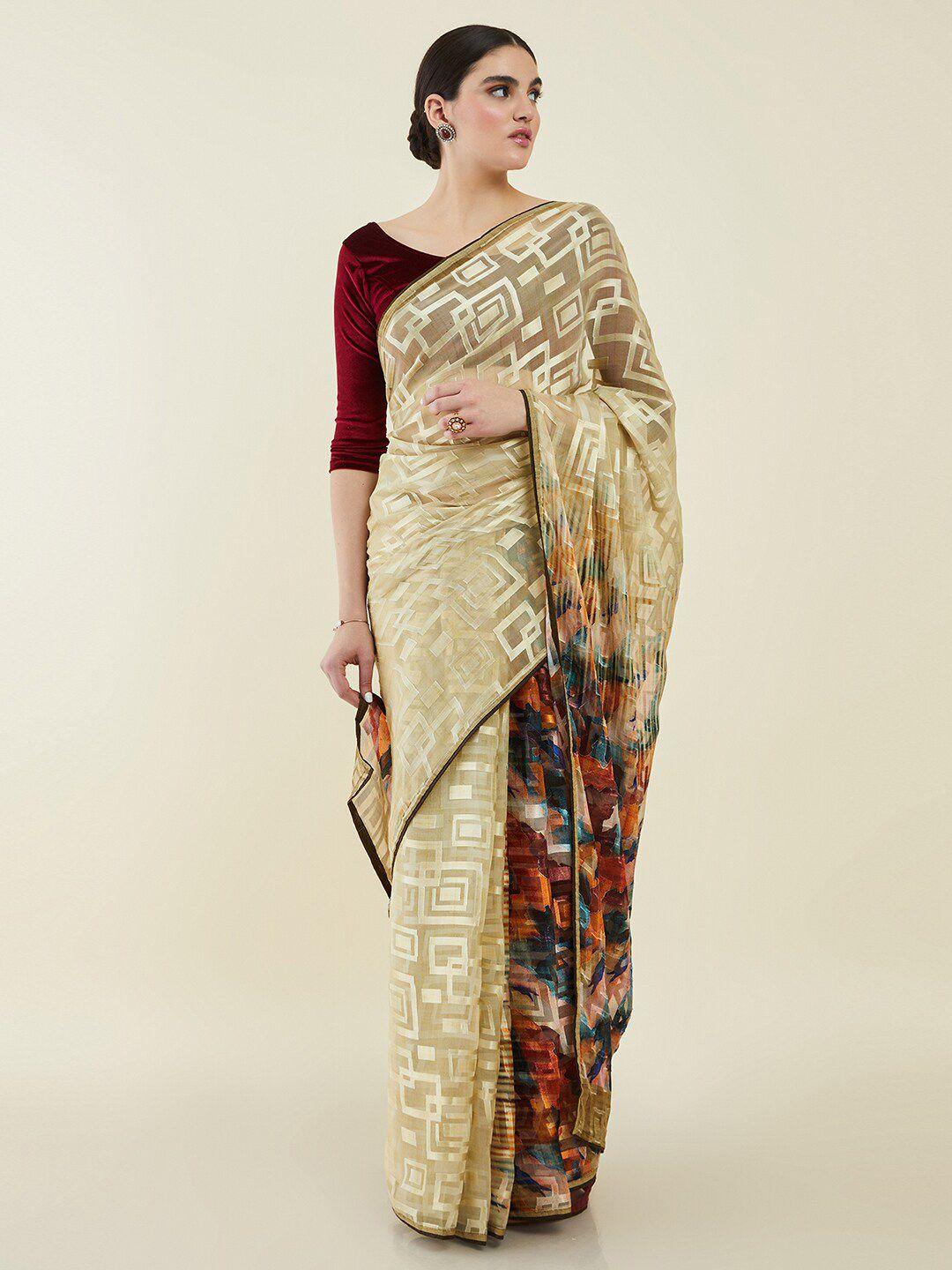 soch geometric printed pure georgette saree