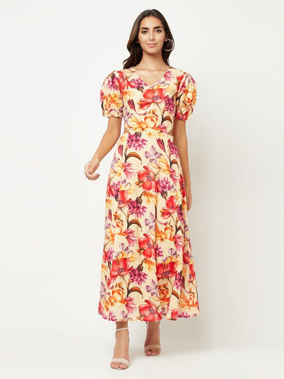 house of s cream-coloured floral maxi dress