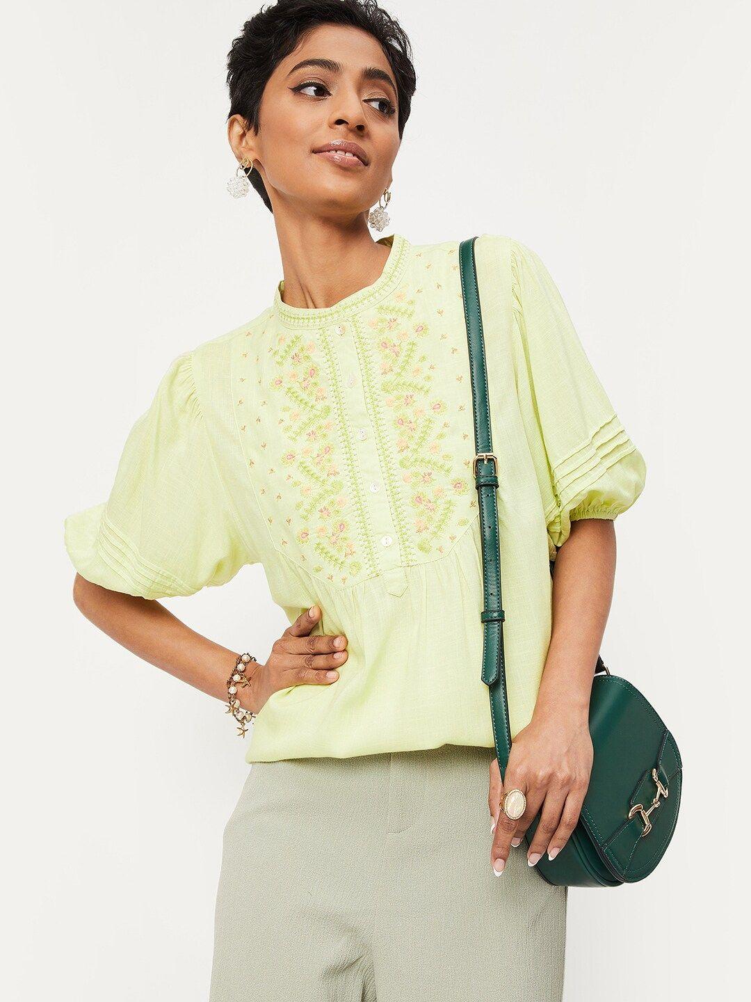 max floral embroidered top