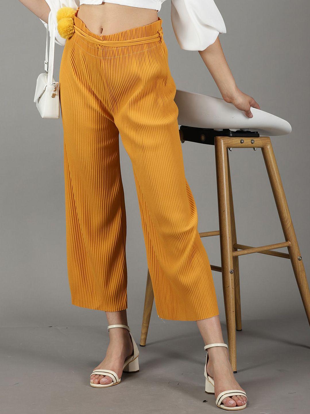 showoff women mid-rise relaxed straight fit trousers