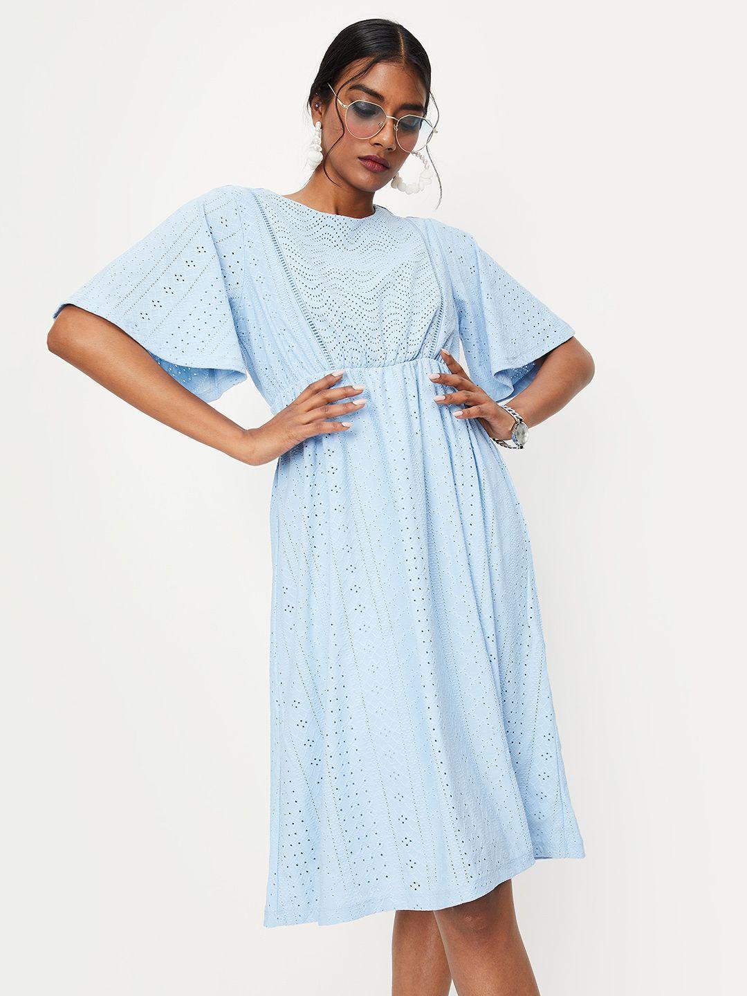 max sciffli flared sleeves fit & flare dress