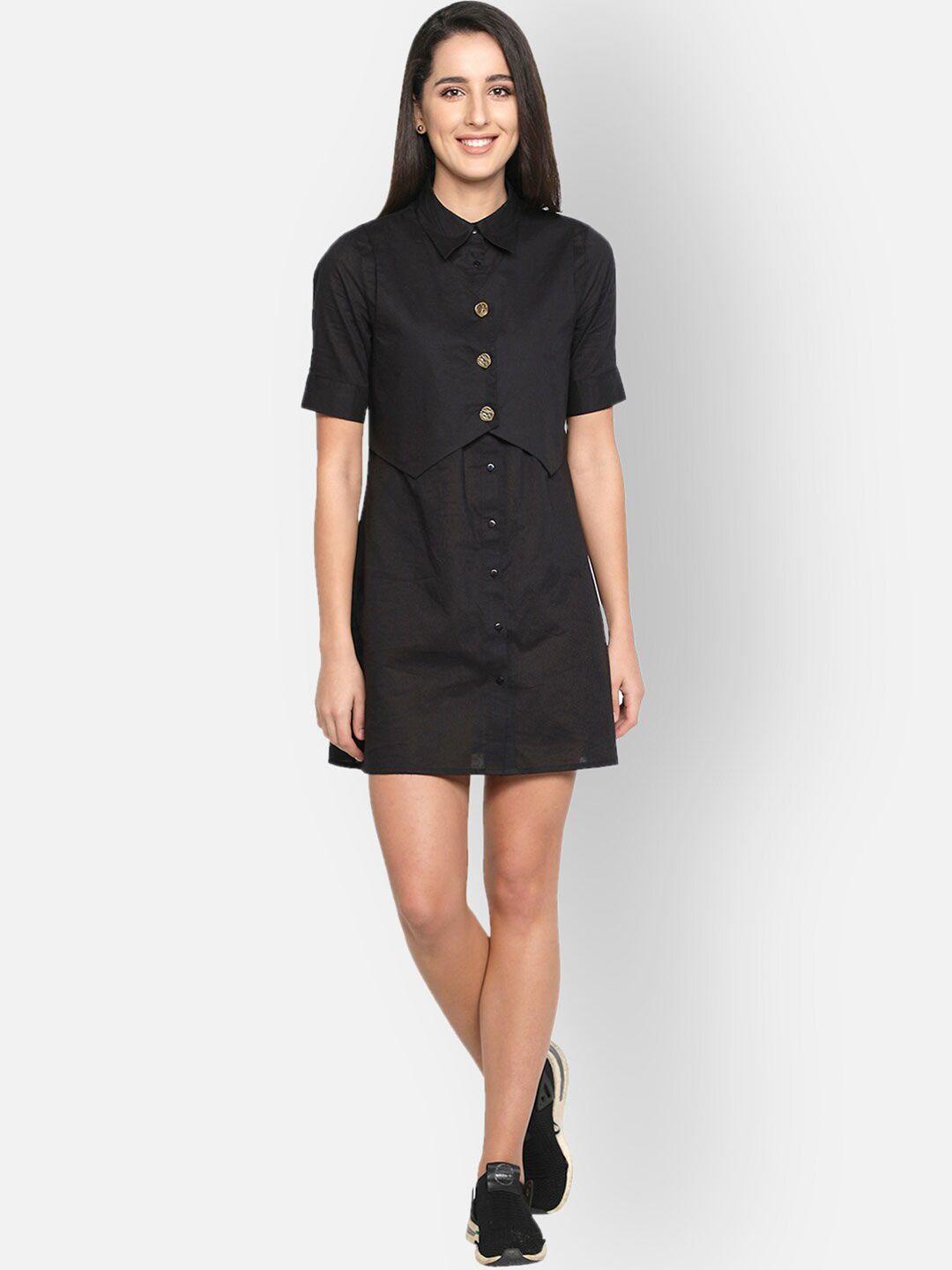 blanc9 layered shirt mini cotton dress