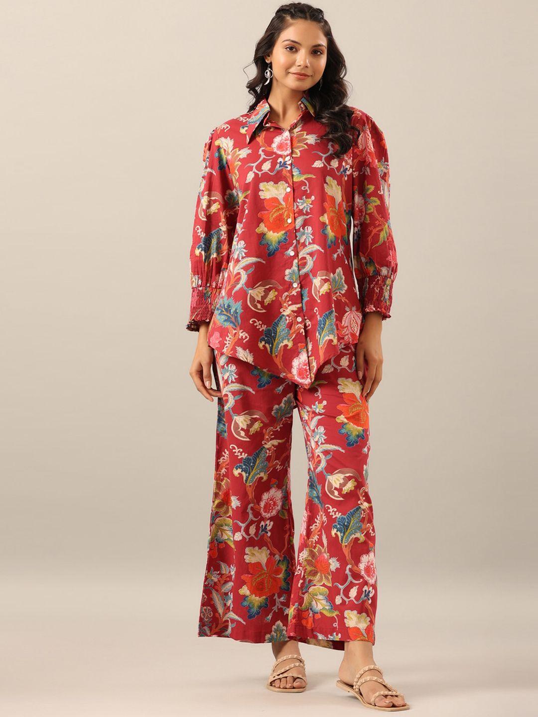 jisora women 2 pieces floral printed pure cotton night suit