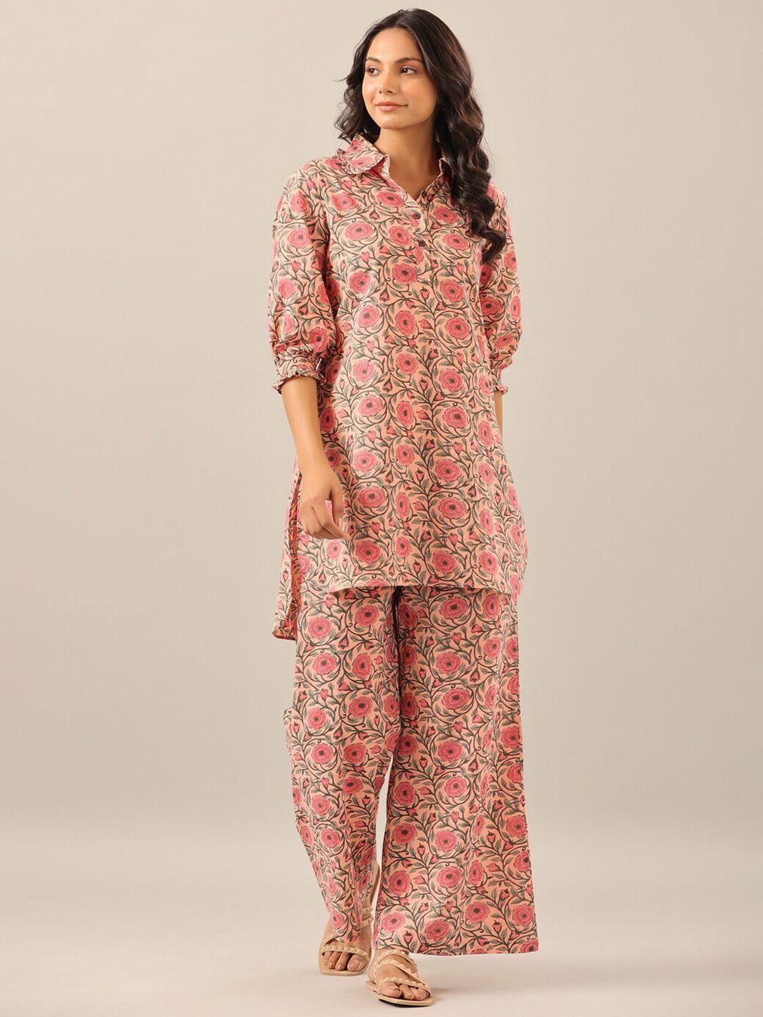 jisora women 2 pieces floral printed pure cotton night suit